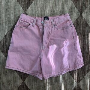 BDG Mom High Rise Pink Denim Shorts